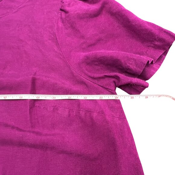 Ava & Viv Shirt Women 1X Pink Linen Blend Short Sleeve Pullover Blouse - Picture 6 of 9
